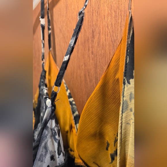 She's Cool Black & Leopard Print Yellow & White Sheer Layered Maxi Dress SzL - Picture 10 of 10